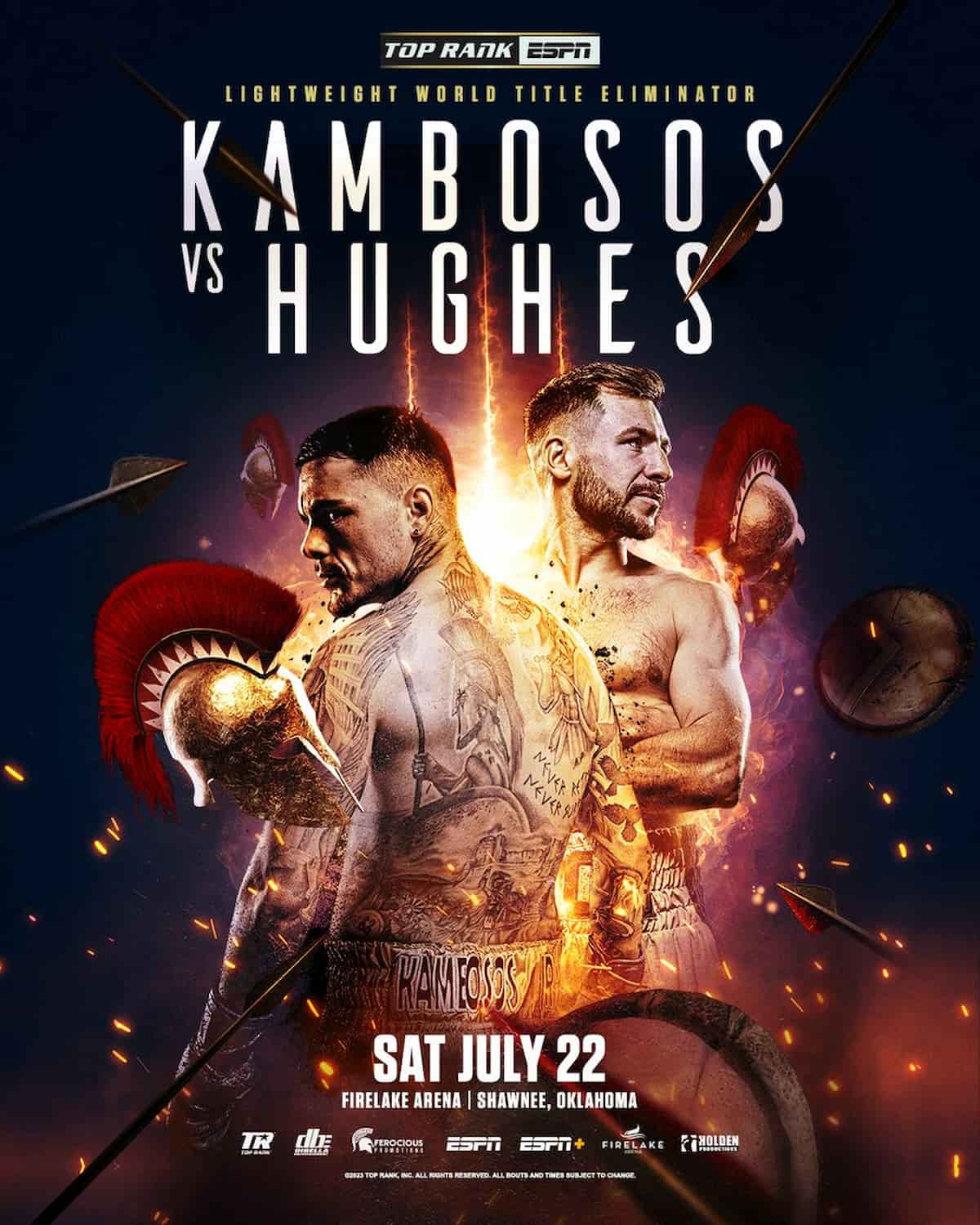 KAMBOSOS and HUGHES Clash in a 12 Rounds, LIGHTWEIGHT WORLD TITLE ELIMINATOR Fight in Oklahoma