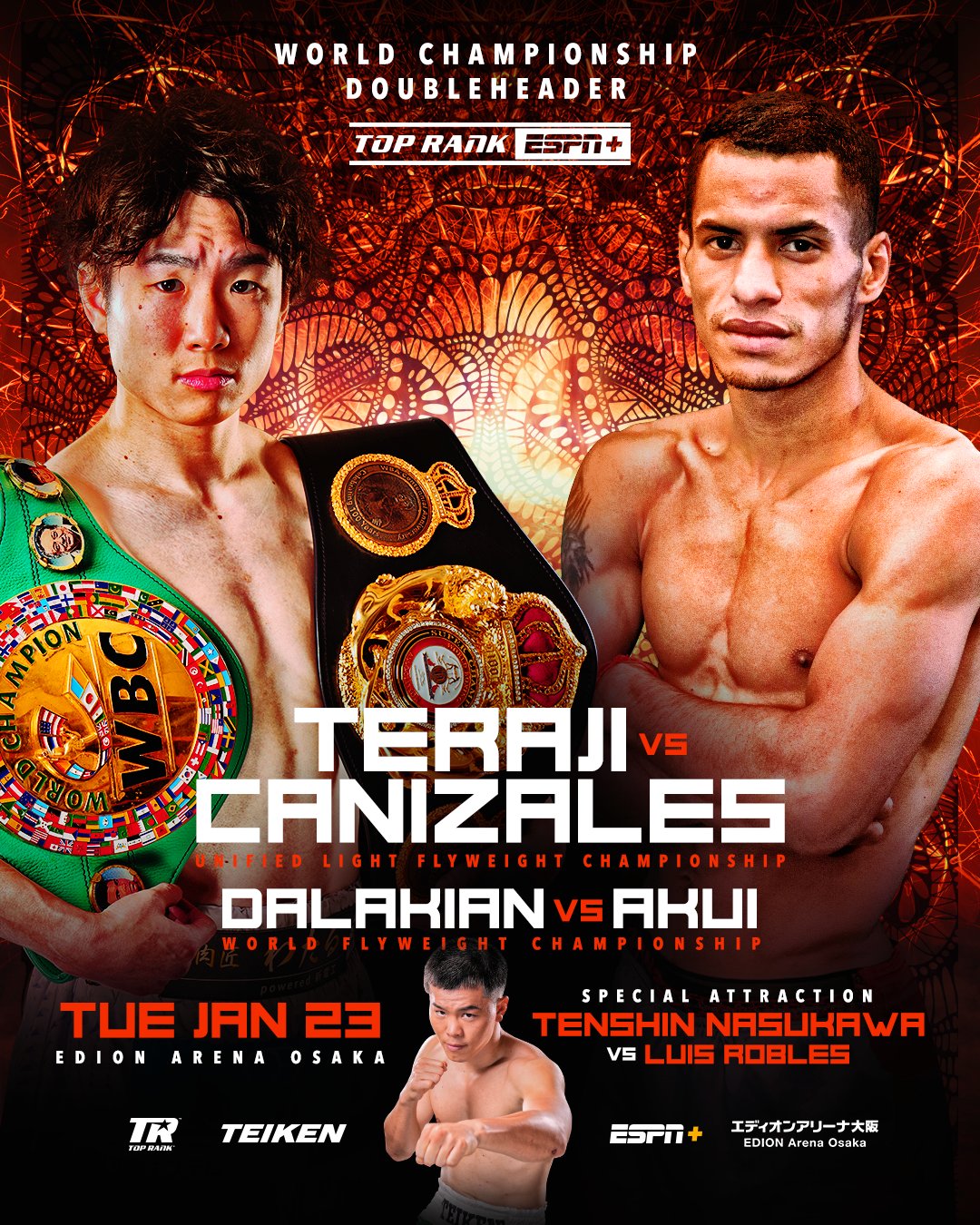 TERAJI IS SET TO DEFEND HIS 108-POUND CHAMPIONSHIP TITLE AGAINST CANIZALES ON JANUARY 23rd